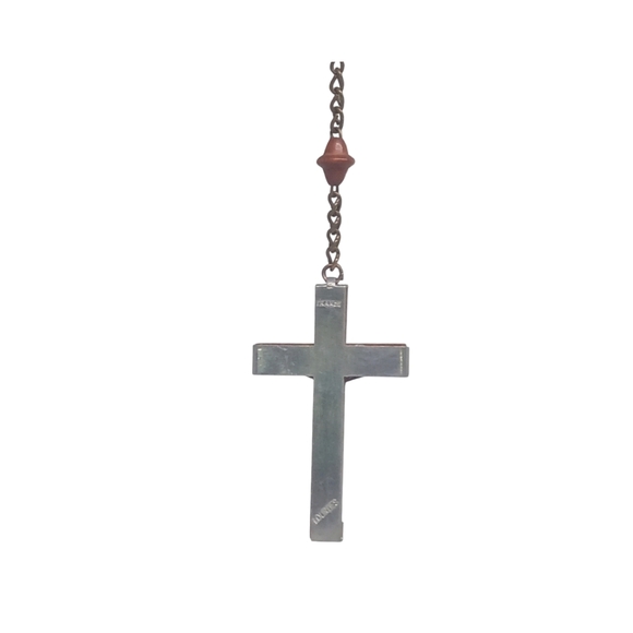 .Lourdes Rosary with Silver Metal and Brown Wood Cross. Made in France - Picture 5 of 8